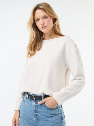 Pull avec boutons fantaisies dorés à l'épaule