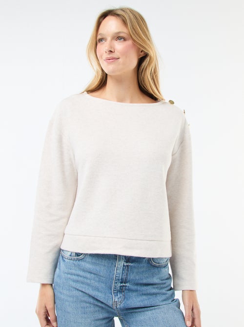 Pull avec boutons fantaisies dorés à l'épaule - Kiabi