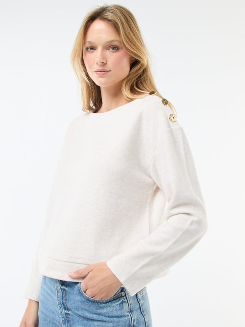 Pull avec boutons fantaisies dorés à l'épaule - Kiabi