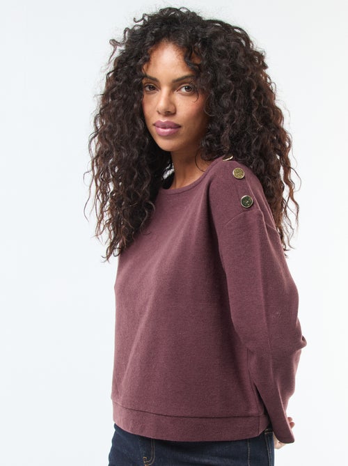 Pull avec boutons fantaisies dorés à l'épaule - Kiabi