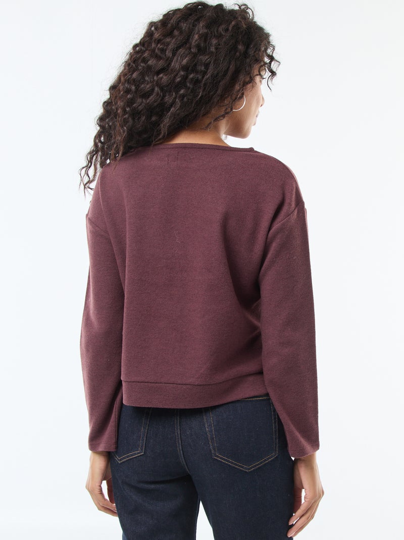 Pull avec boutons fantaisies dorés à l'épaule Violet - Kiabi
