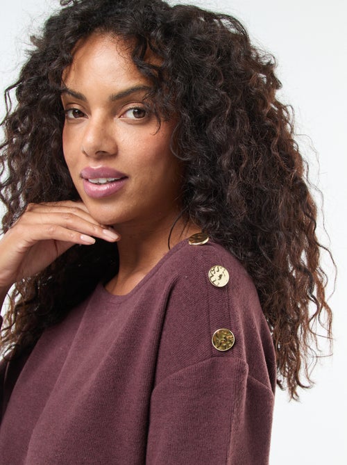 Pull avec boutons fantaisies dorés à l'épaule - Kiabi