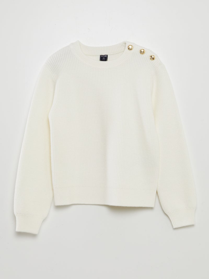 Pull avec boutons marinières Blanc - Kiabi