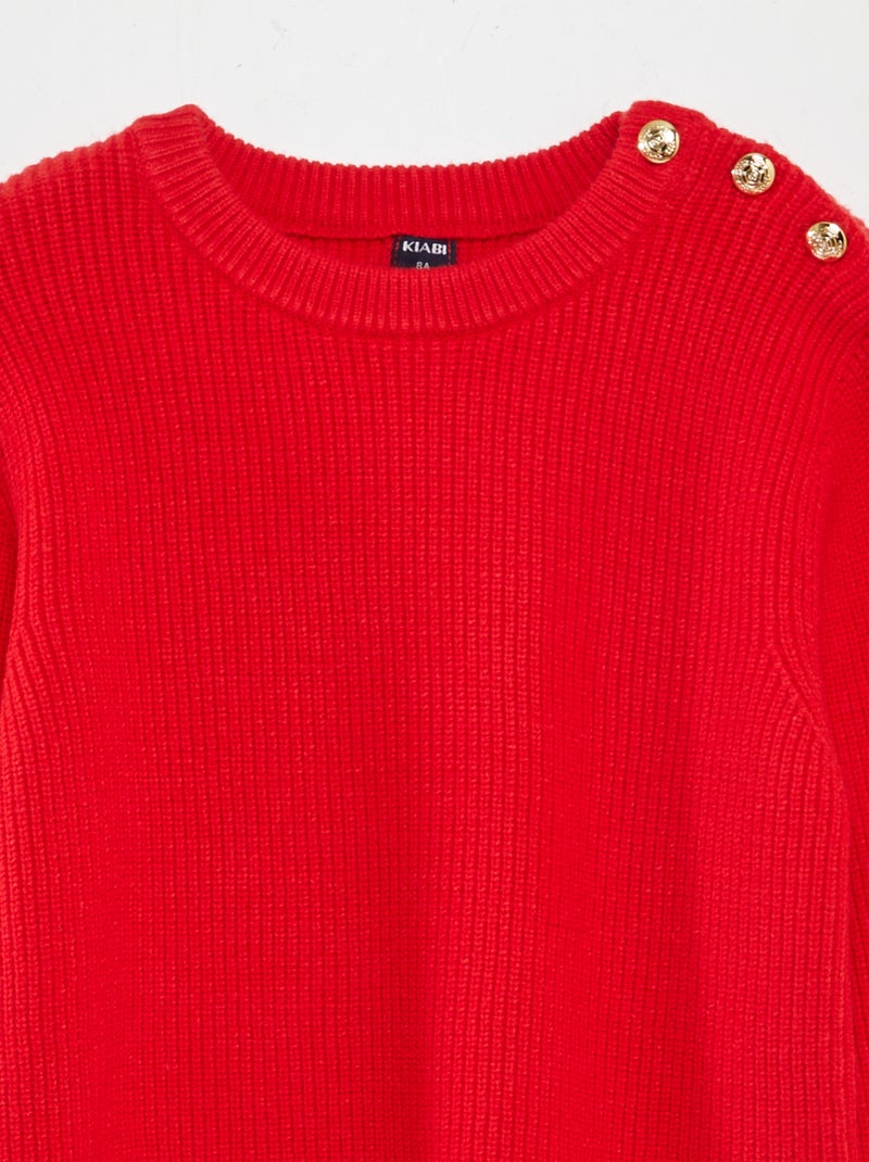 Pull avec boutons marinières Rouge - Kiabi