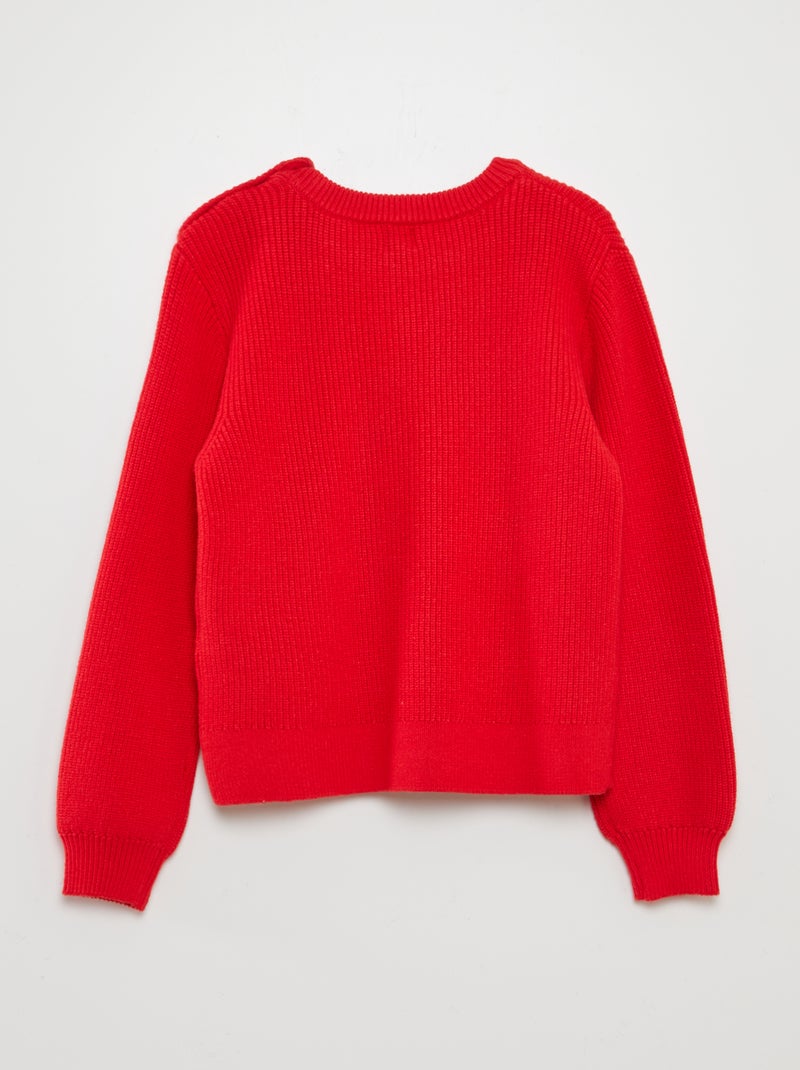 Pull avec boutons marinières Rouge - Kiabi