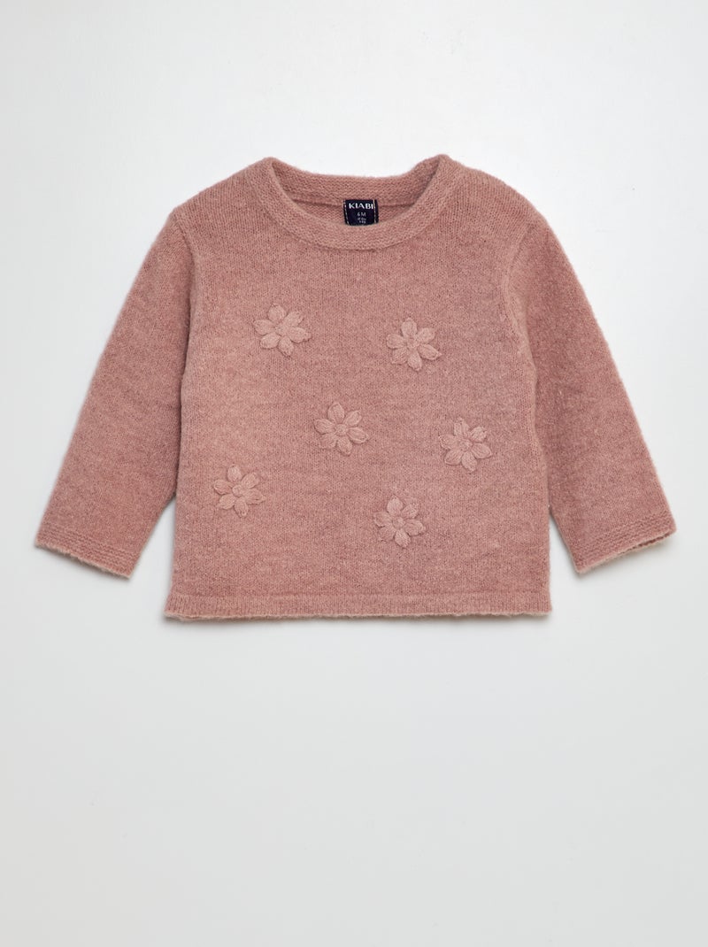 Pull avec broderie fleurie Rose - Kiabi