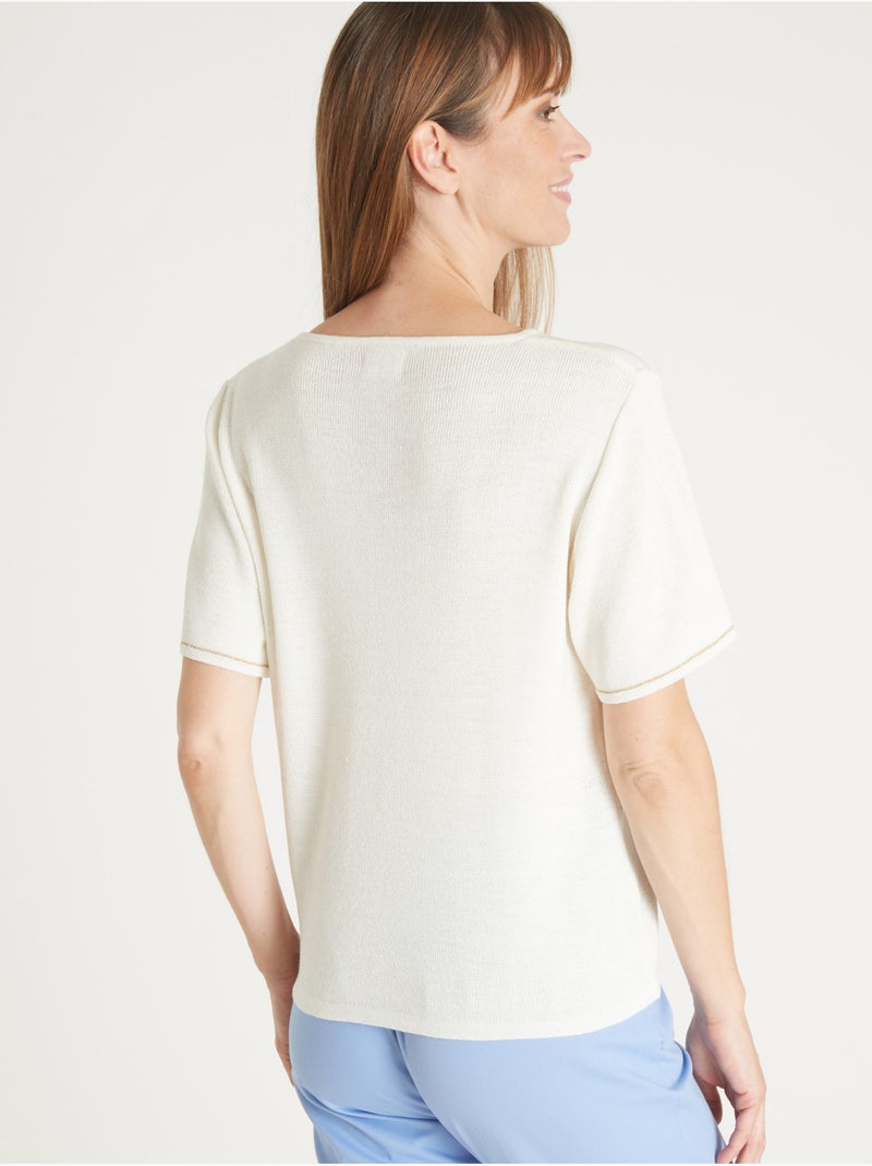 Pull avec broderies - DAXON Ecru - Kiabi