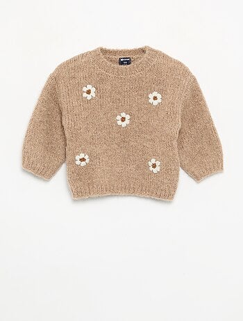 Pull avec broderies 'marguerites'