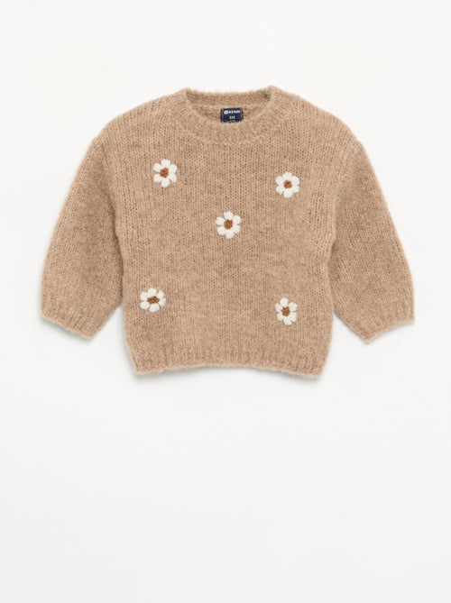 Pull avec broderies 'marguerites' - Kiabi