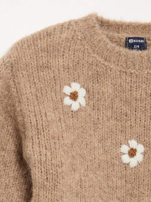 Pull avec broderies 'marguerites' - Kiabi