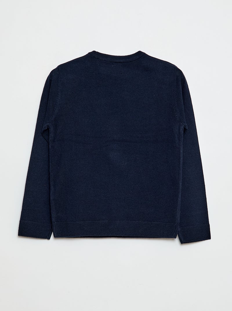 Pull avec 'cerf' imprimé  + pompon Bleu - Kiabi