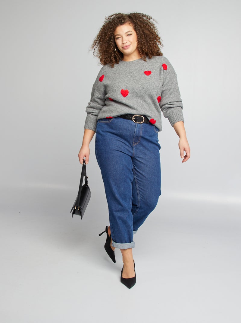 Pull avec cœurs - Saint-valentin Gris - Kiabi