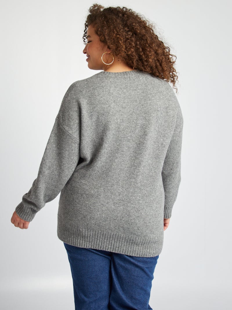 Pull avec cœurs - Saint-valentin Gris - Kiabi