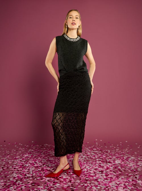 Pull avec col à bijoux sans manches - Kiabi