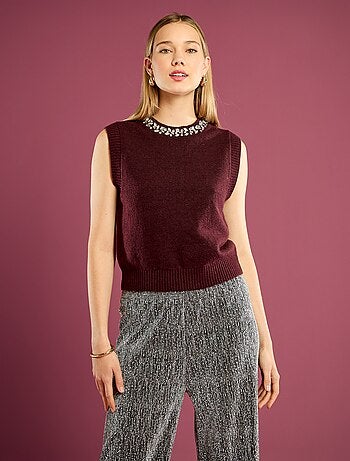 Pull avec col à bijoux sans manches