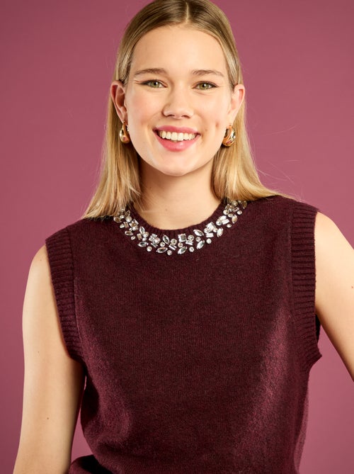 Pull avec col à bijoux sans manches - Kiabi