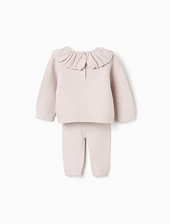Pull avec col à volants + pantalon en maille