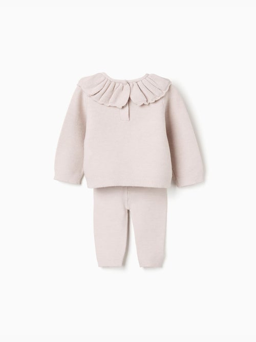 Pull avec col à volants + pantalon en maille - Kiabi
