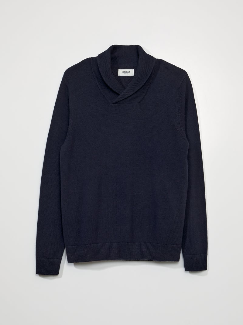 Pull avec col châle Bleu - Kiabi