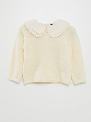 Pull avec col en gaze de coton