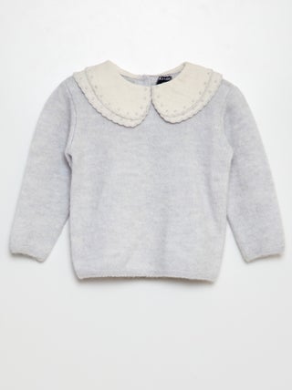 Pull avec col en gaze de coton