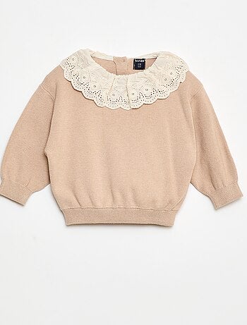 Pull avec col en voile de coton
