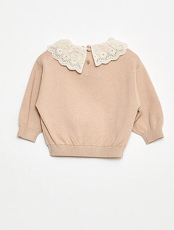 Pull avec col en voile de coton