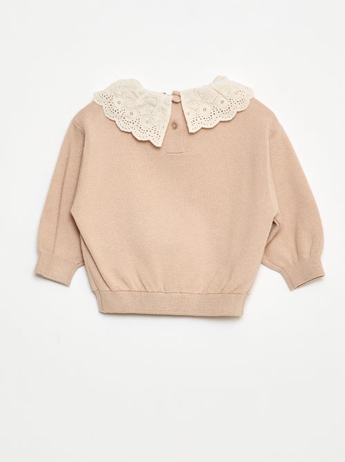 Pull avec col en voile de coton - Kiabi