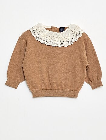 Pull avec col en voile de coton