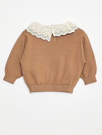 Pull avec col en voile de coton