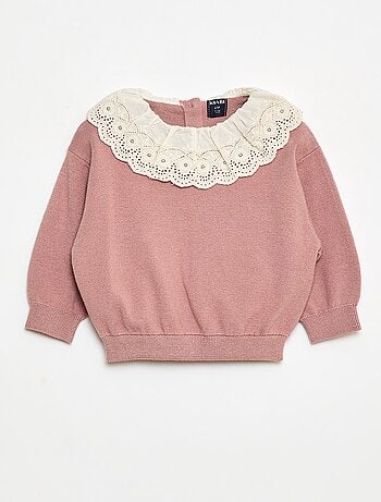 Pull avec col en voile de coton