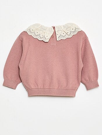 Pull avec col en voile de coton