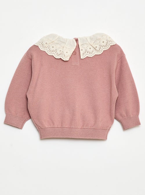 Pull avec col en voile de coton - Kiabi