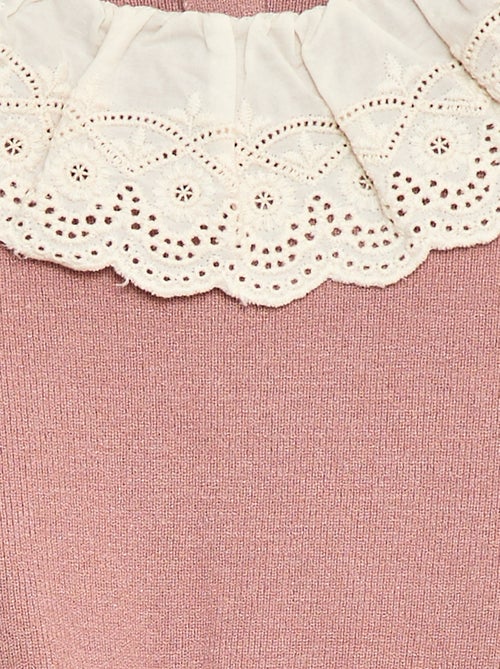 Pull avec col en voile de coton - Kiabi