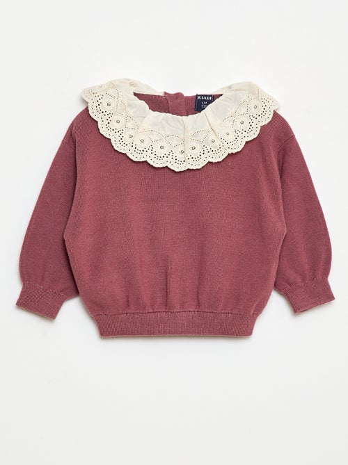 Pull avec col en voile de coton - Kiabi