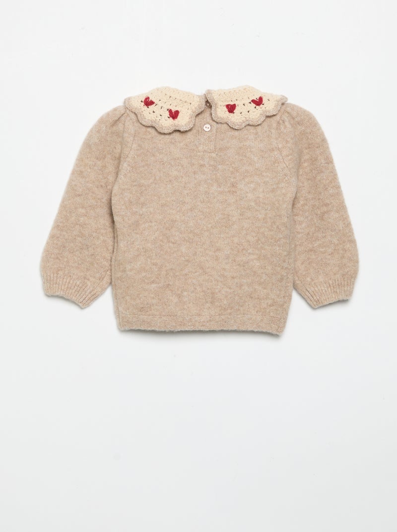 Pull avec col fantaisie Beige - Kiabi