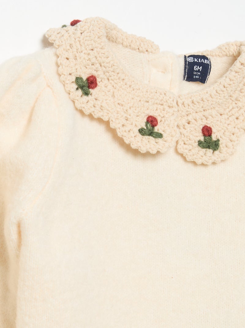 Pull avec col fantaisie Blanc - Kiabi