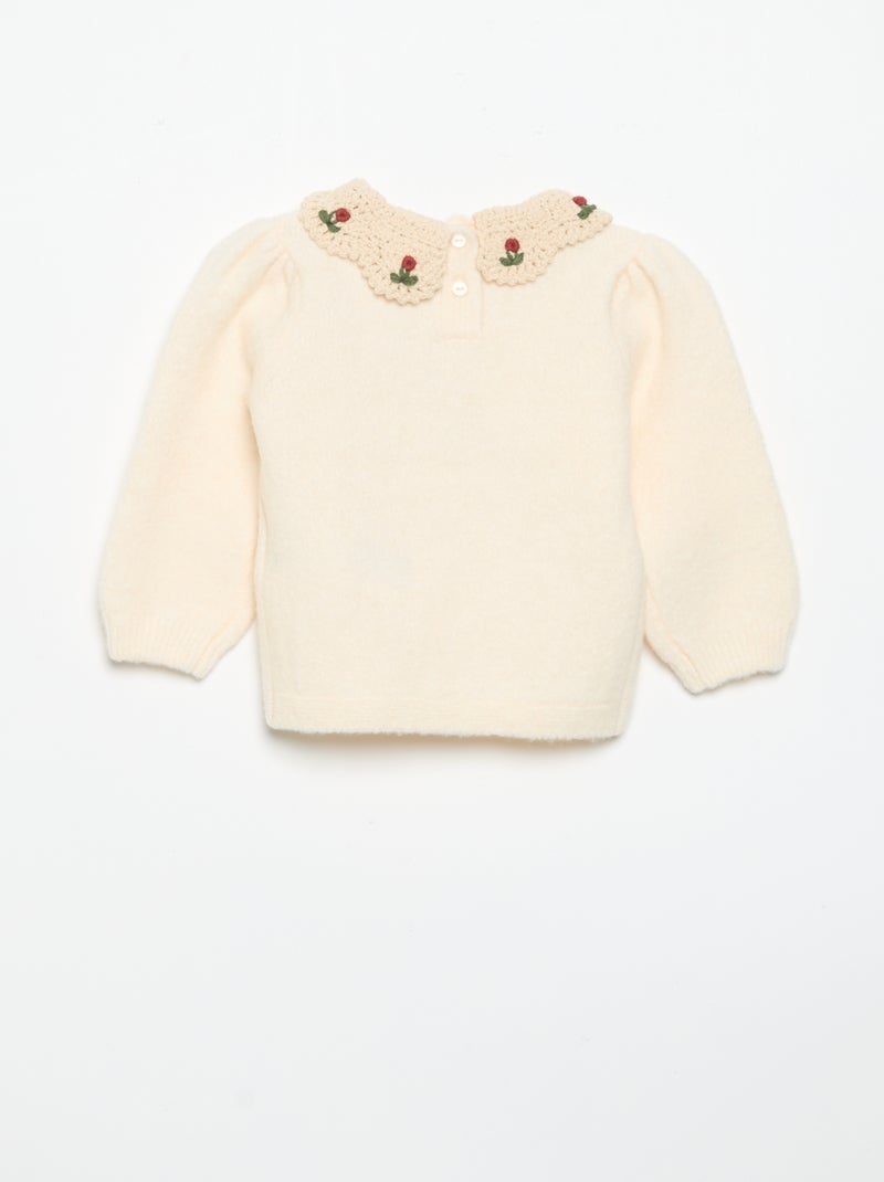 Pull avec col fantaisie Blanc - Kiabi