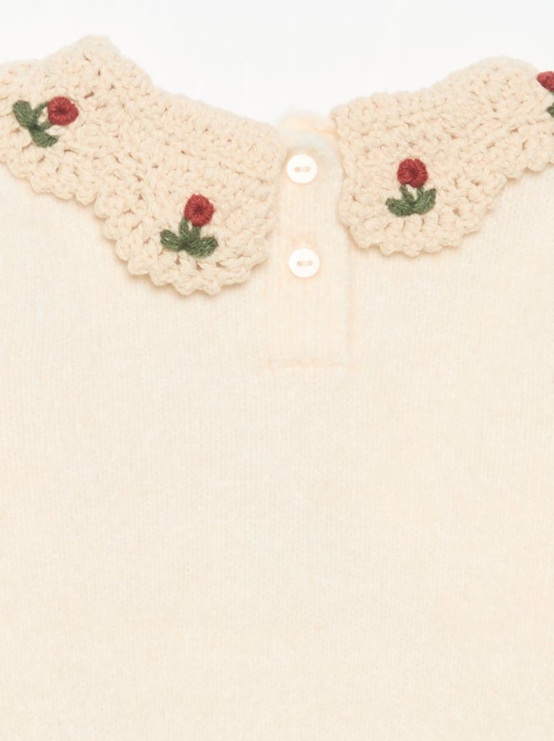 Pull avec col fantaisie Blanc - Kiabi