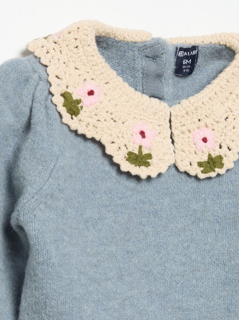 Pull avec col fantaisie Bleu - Kiabi