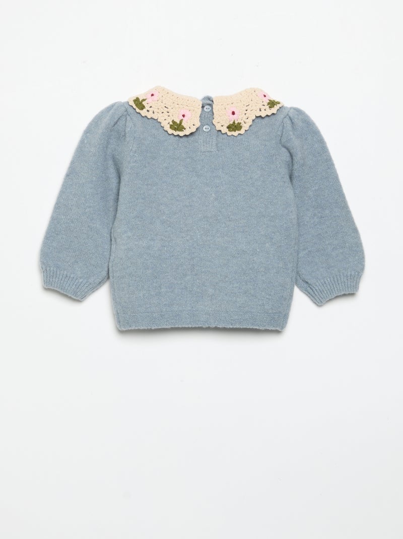 Pull avec col fantaisie Bleu - Kiabi