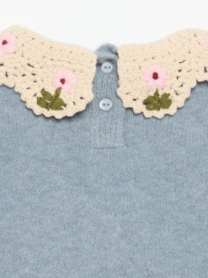 Pull avec col fantaisie Bleu - Kiabi