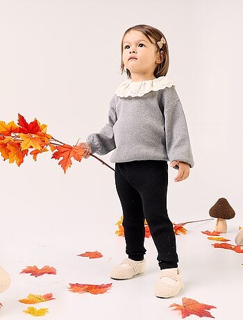 Pull avec col fantaisie en broderie anglaise