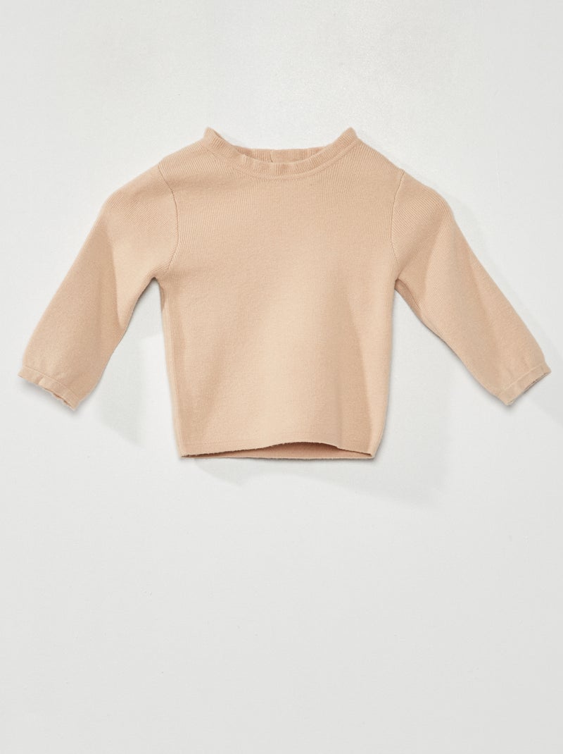 Pull avec col montant Beige - Kiabi