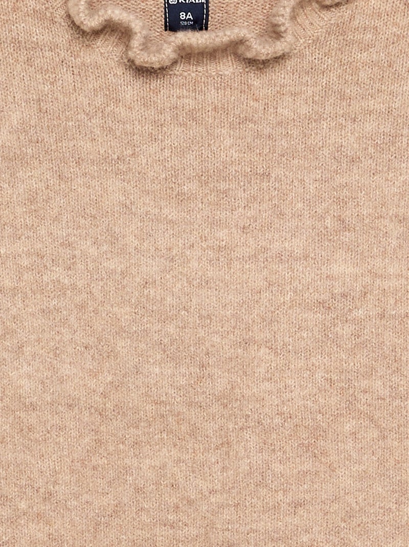 Pull avec col montant ondulé Beige - Kiabi