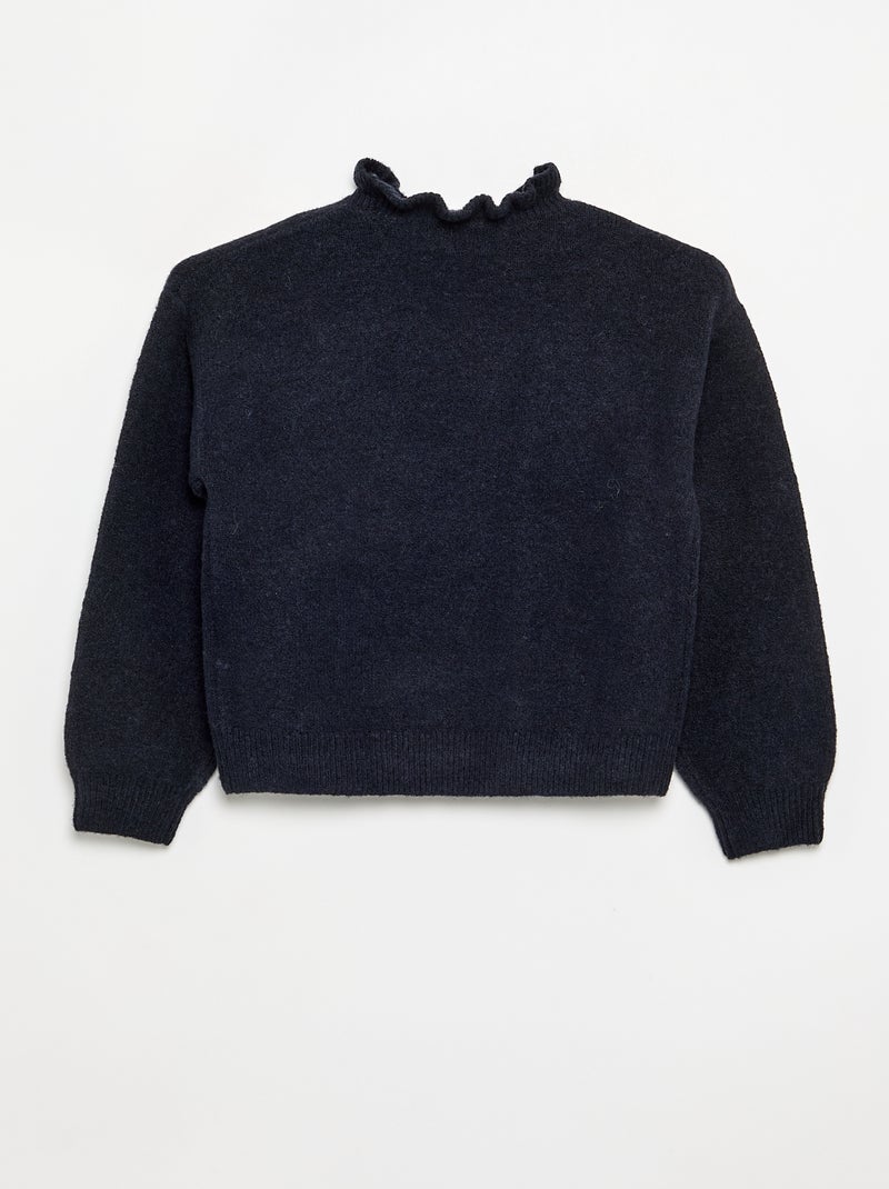 Pull avec col montant ondulé Bleu - Kiabi