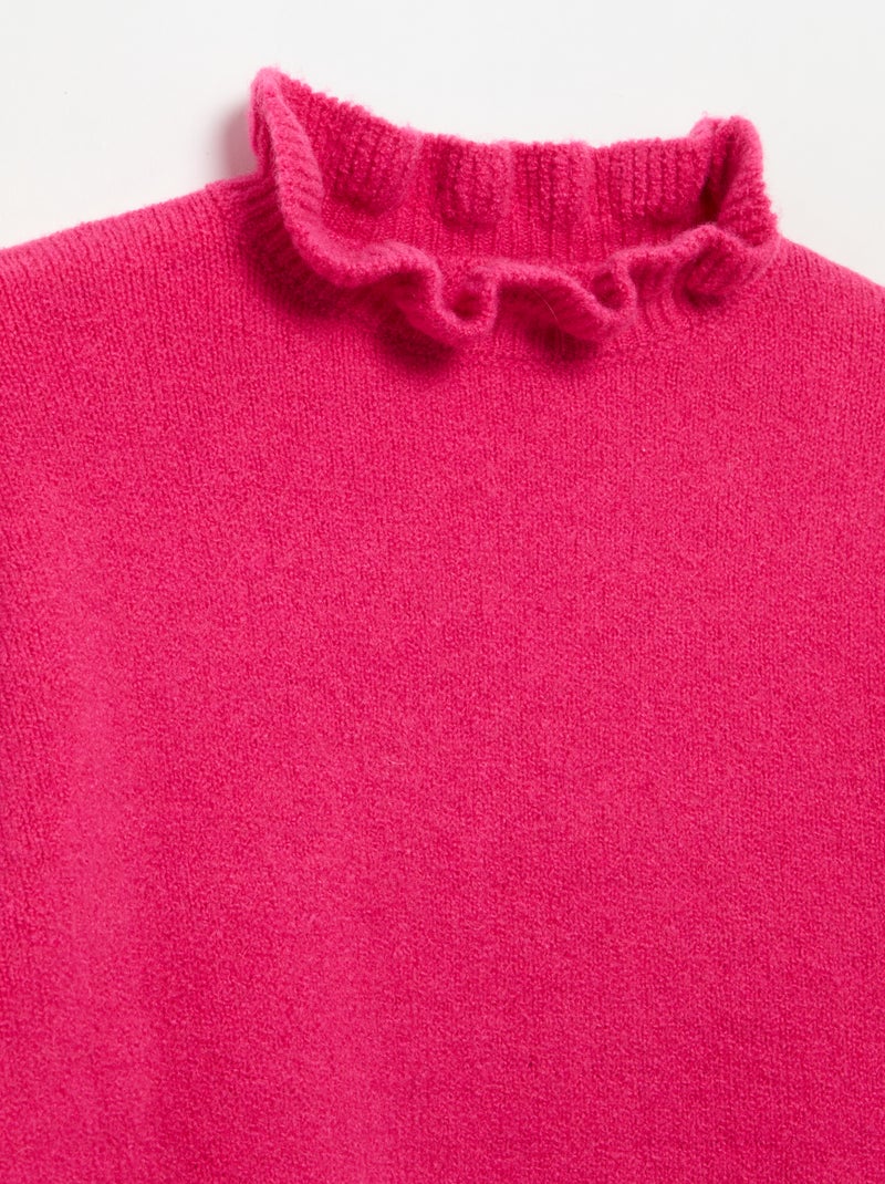 Pull avec col montant ondulé Rose - Kiabi