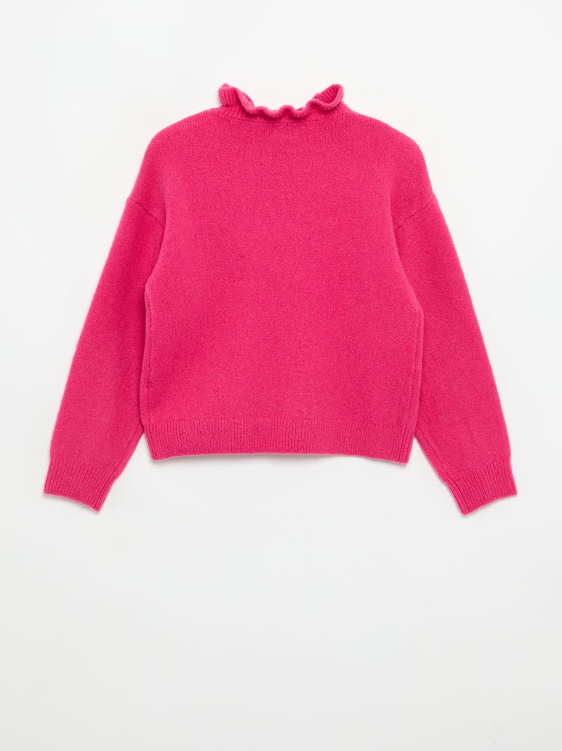Pull avec col montant ondulé Rose - Kiabi