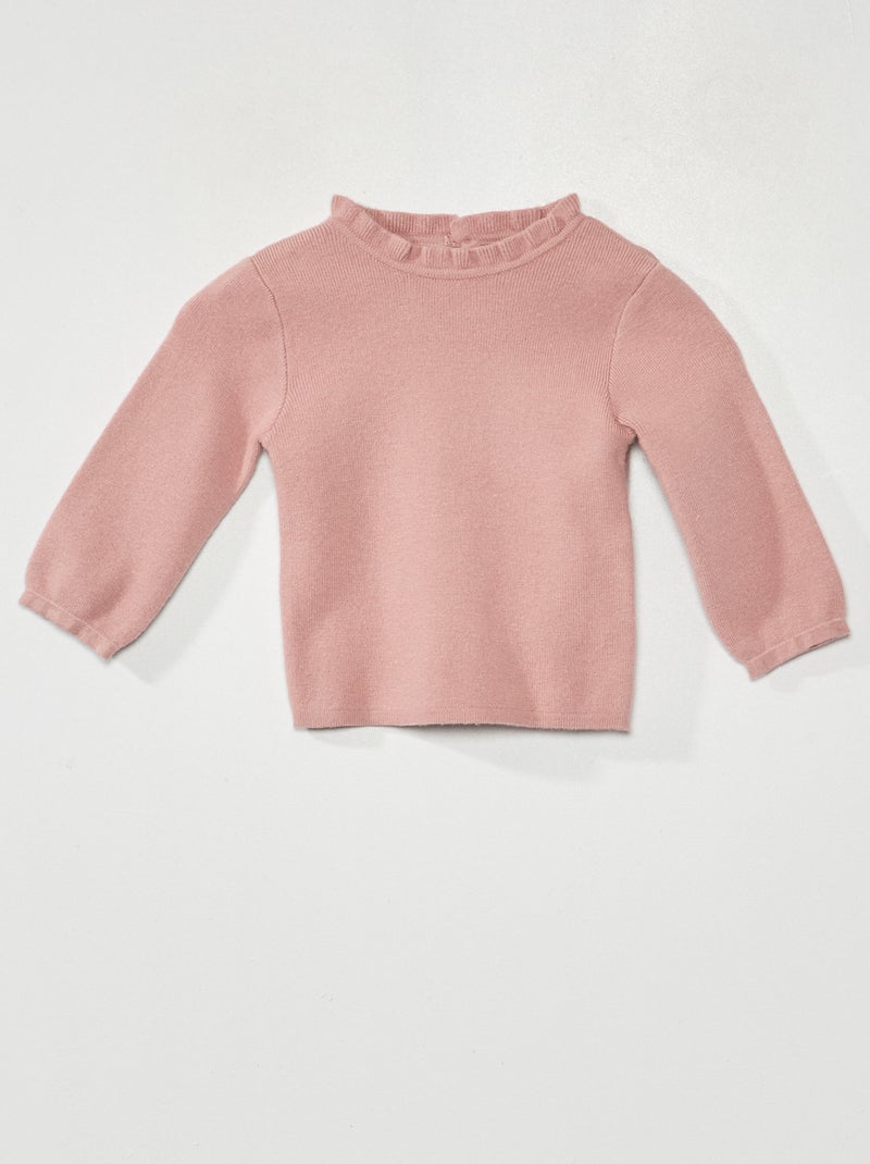 Pull avec col montant Rose - Kiabi