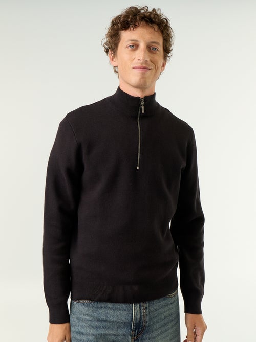 Pull avec col montant zippé - Kiabi